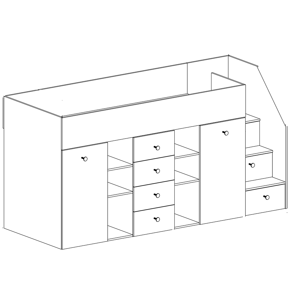 Patrová postel SMART 3 | 90x200 | PRAVÁ | s úložnými prostory a stolkem | artisan/černá