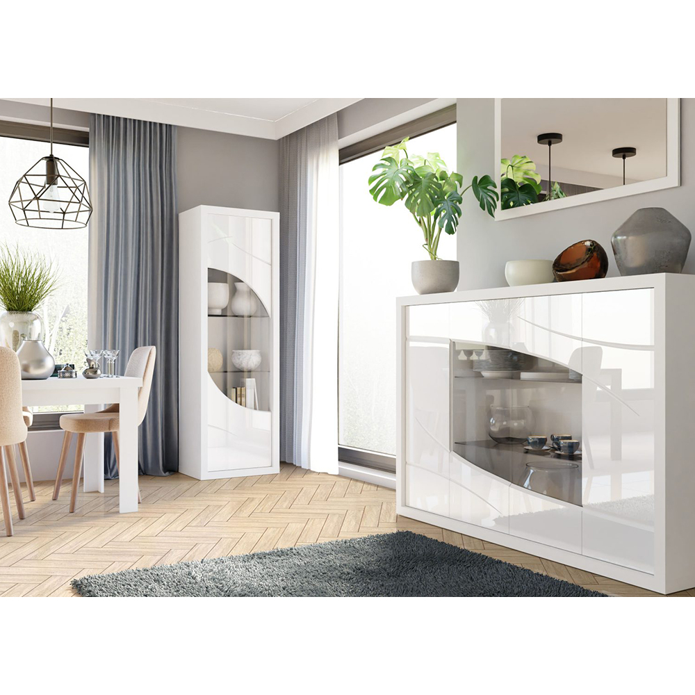 PARIS jarsb - šatní skříň P1 - bílá/bílá lesk - AKČNÍ CEBNA