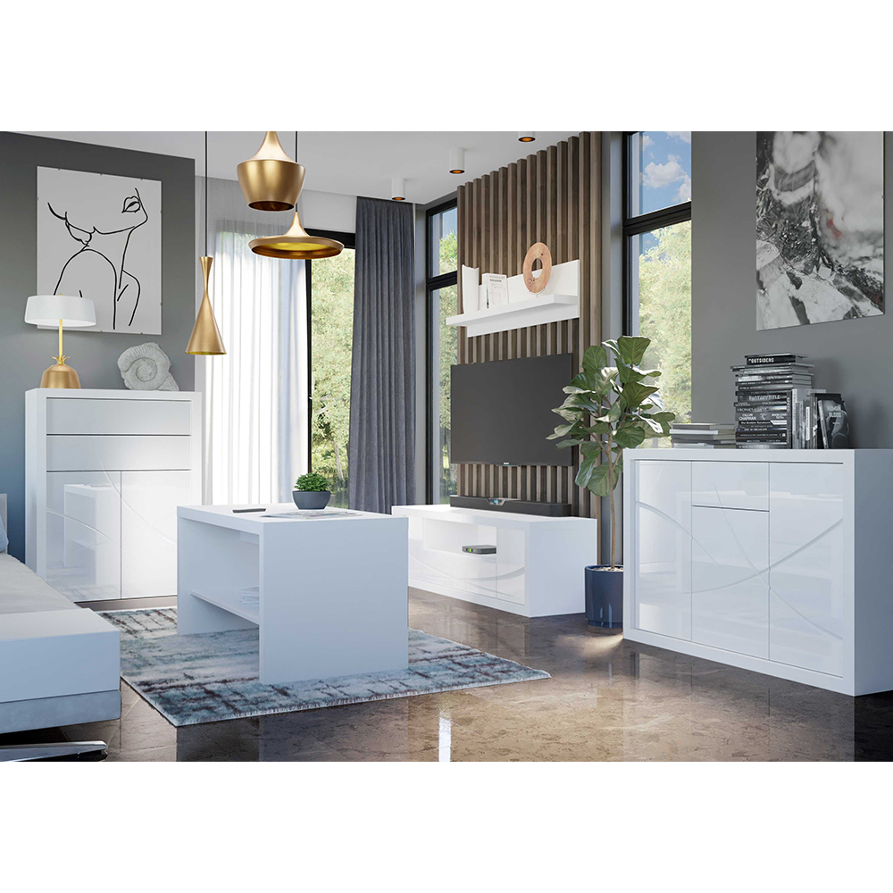 PARIS jarsb - šatní skříň P1 - bílá/bílá lesk - AKČNÍ CEBNA