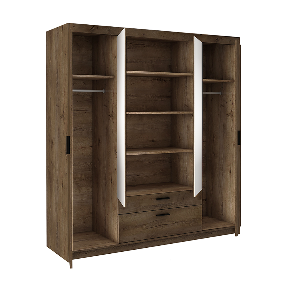 Šatní skříň ELENA 4D 2S + zrcadlo | 176,3 cm | dub lefkas