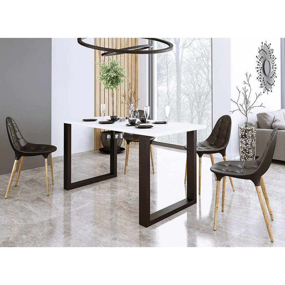 Jídelní stůl IMPERIAL | 138x67 cm | bílá + černé kovové nohy