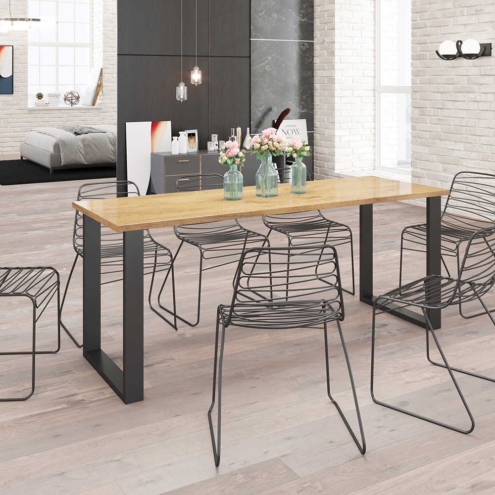Jídelní stůl IMPERIAL | 185x90 cm | artisan + černé kovové nohy