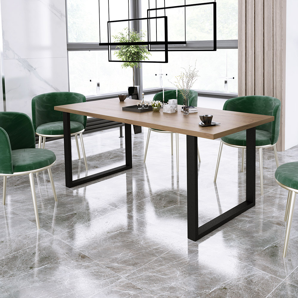 Jídelní stůl IMPERIAL | 138x90 cm | lancelot + černé kovové nohy