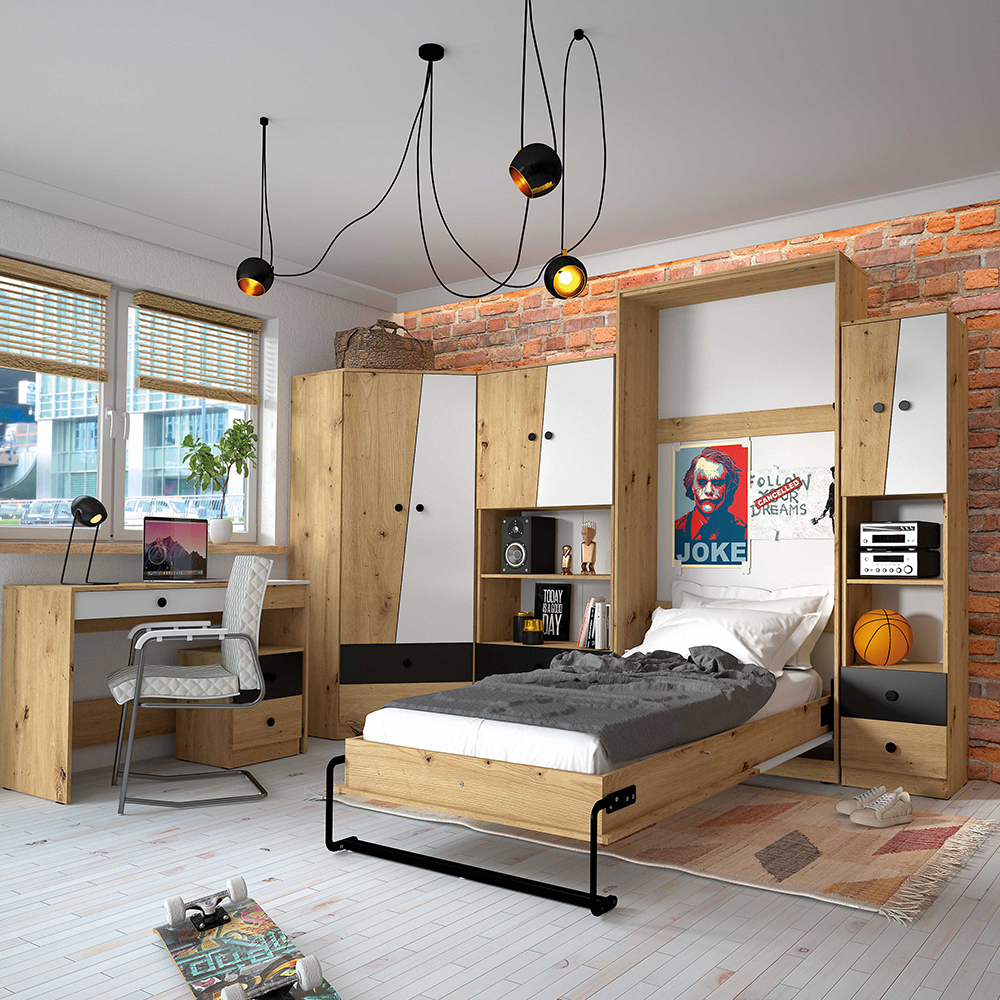 Nero | šatní skříň 01 | mat | artisan/bílá/černá