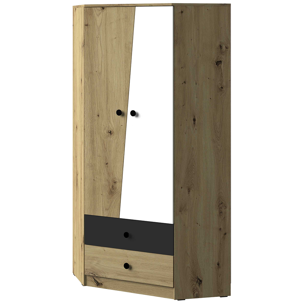 Nero | rohová šatní skříň 02 | mat | artisan/bílá/černá