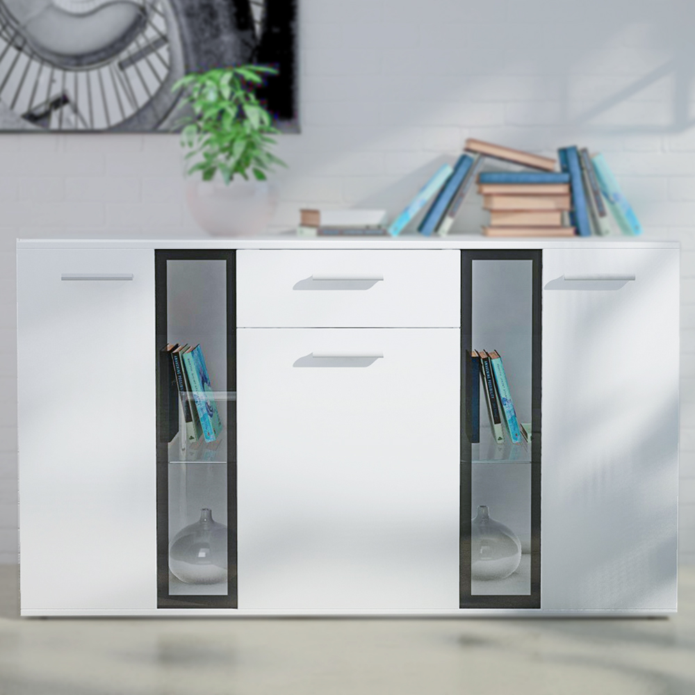 Obývací stěna SALSA + komoda | 235 cm + 140 cm | bílá