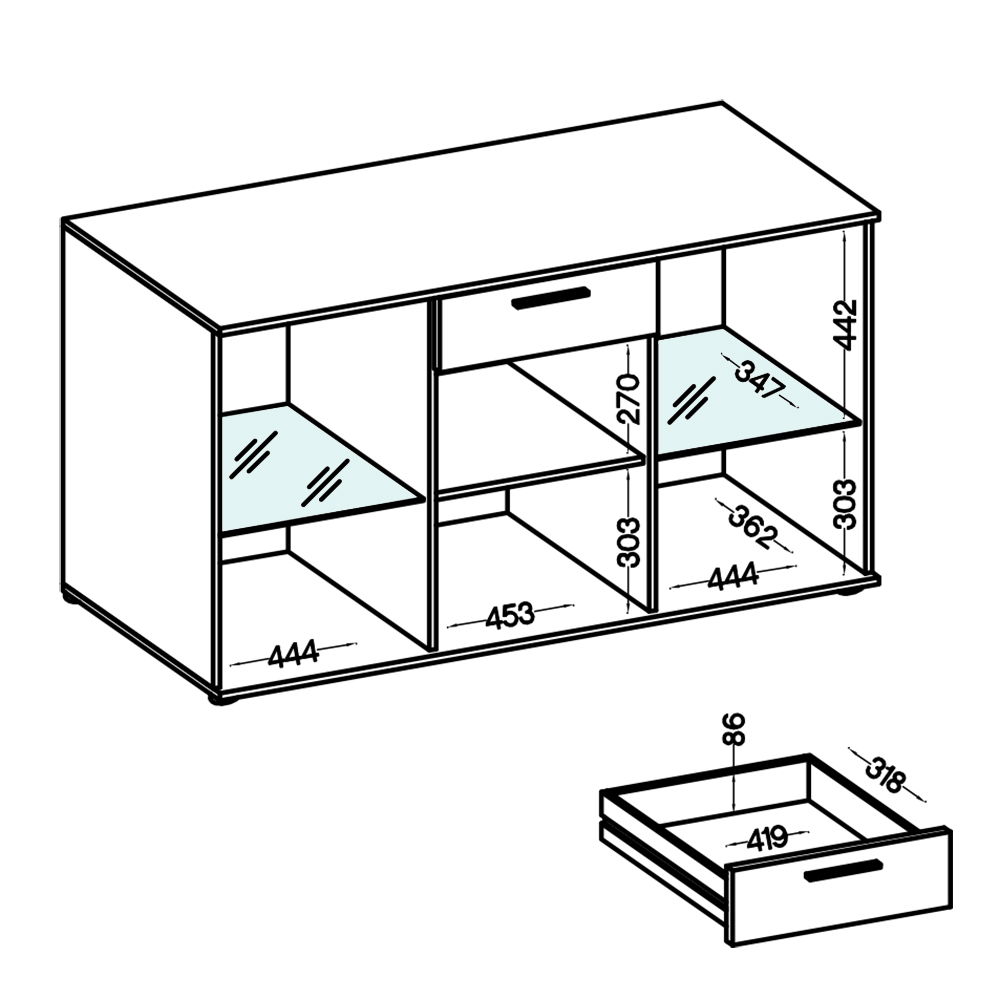 Obývací stěna SALSA + komoda | 235 cm + 140 cm | bílá