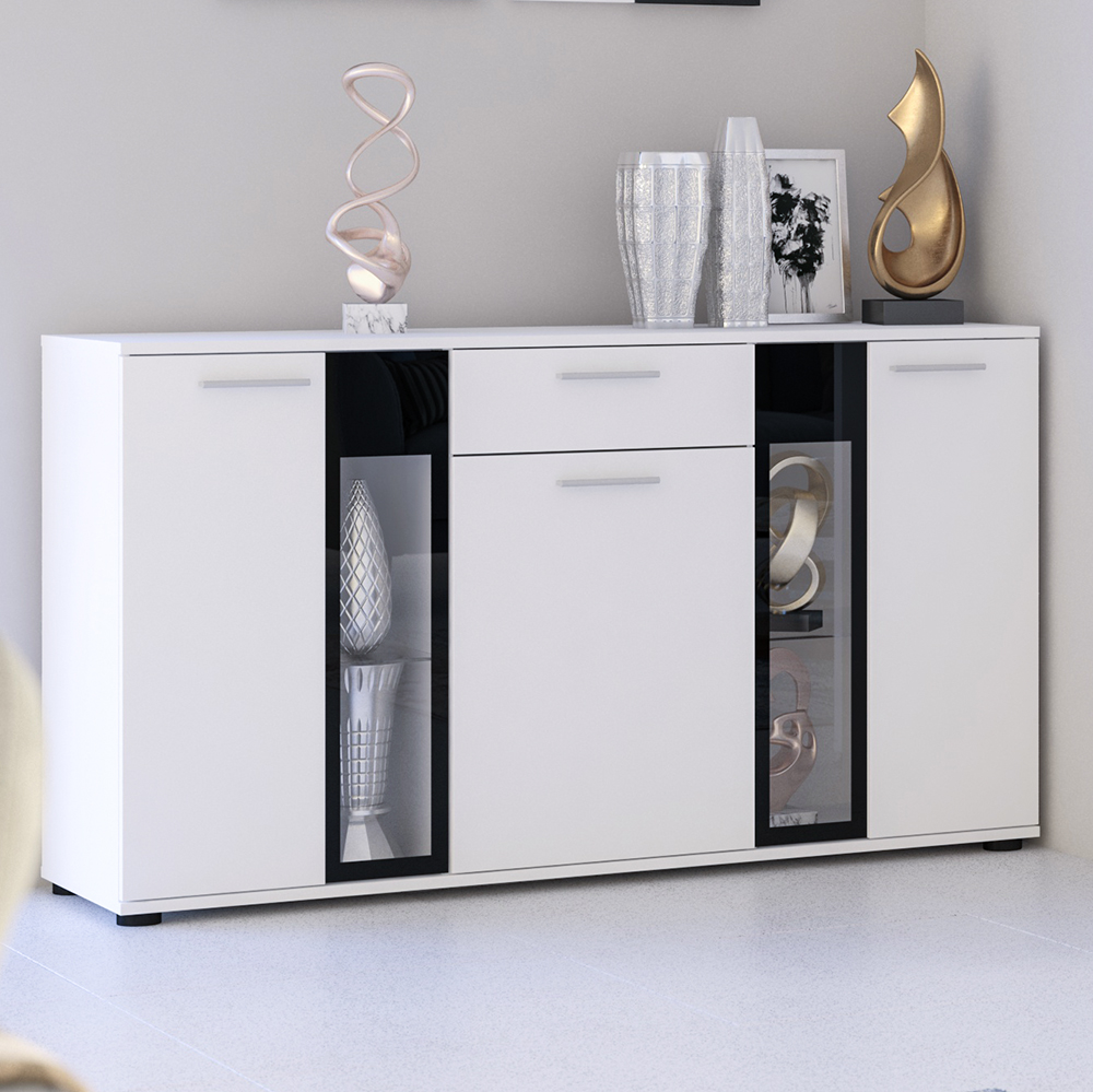 Obývací stěna SALSA + komoda | 235 cm + 140 cm | bílá