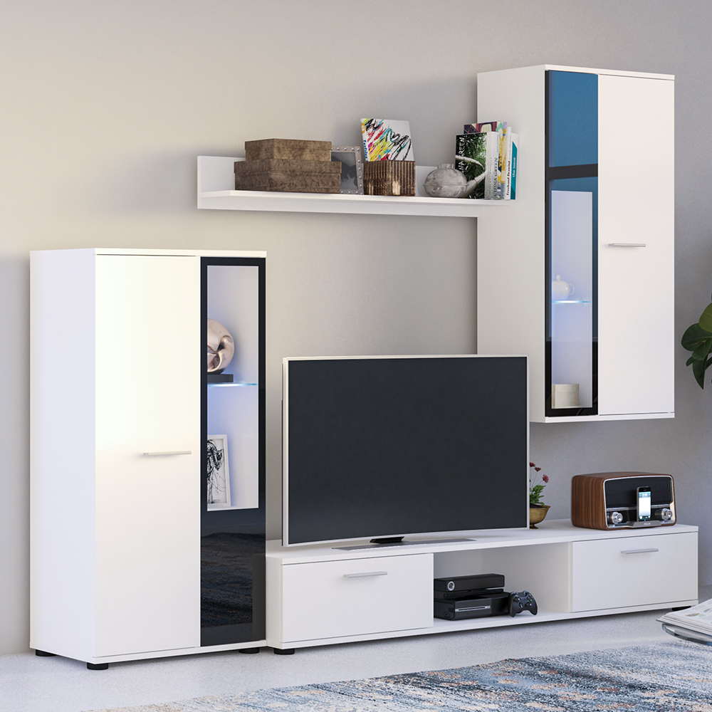 Obývací stěna SALSA + komoda | 235 cm + 140 cm | bílá