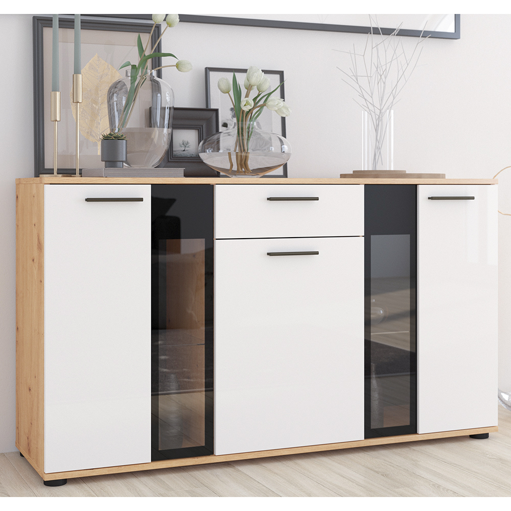 Obývací stěna SALSA + komoda | 235 cm + 140 cm | artisan/bílá