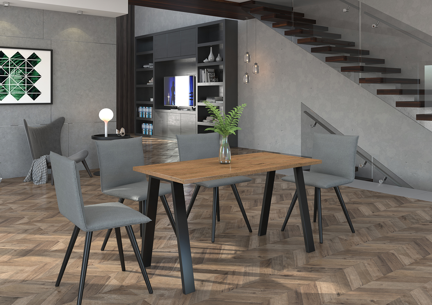 Jídelní stůl industriální Kleo - 185x67 cm - lancelot