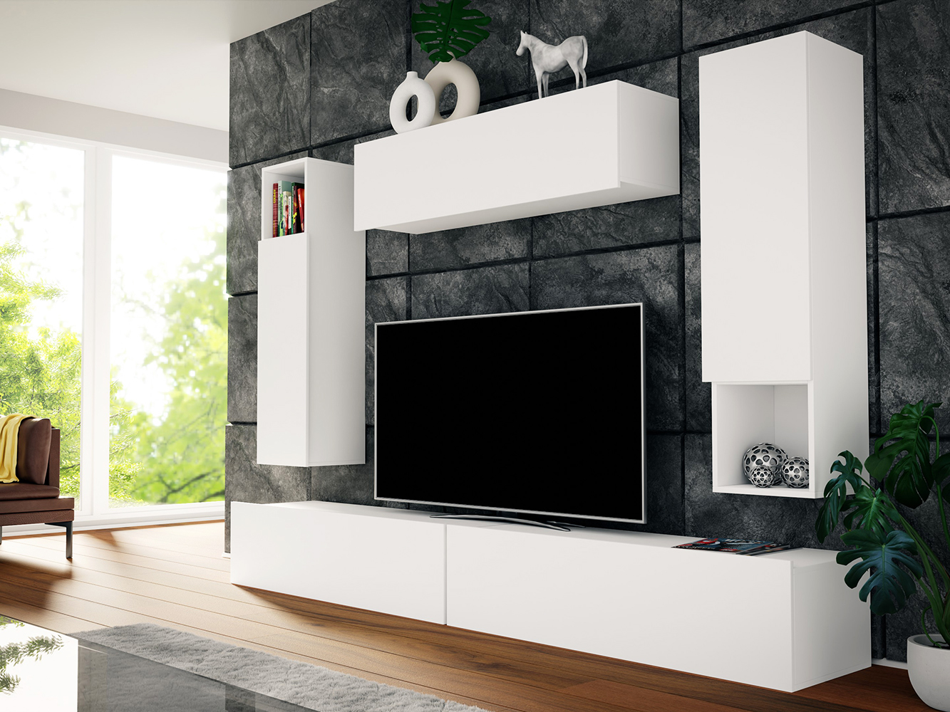 Obývací stěna Aurora | bílá | AKCE | VÝPRODEJ