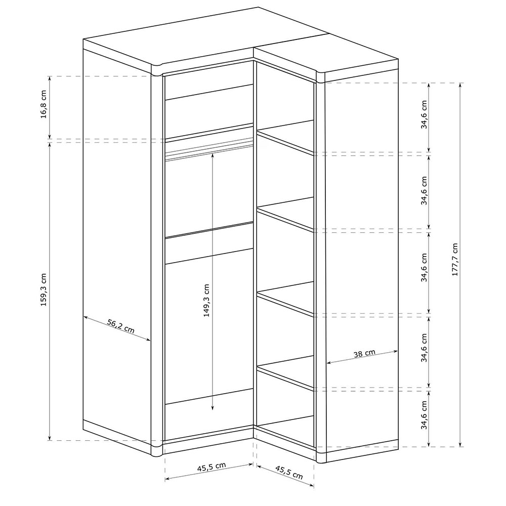 Obývací stěna se skříní DALLAS s | sestava F | 5 dílů | sonoma
