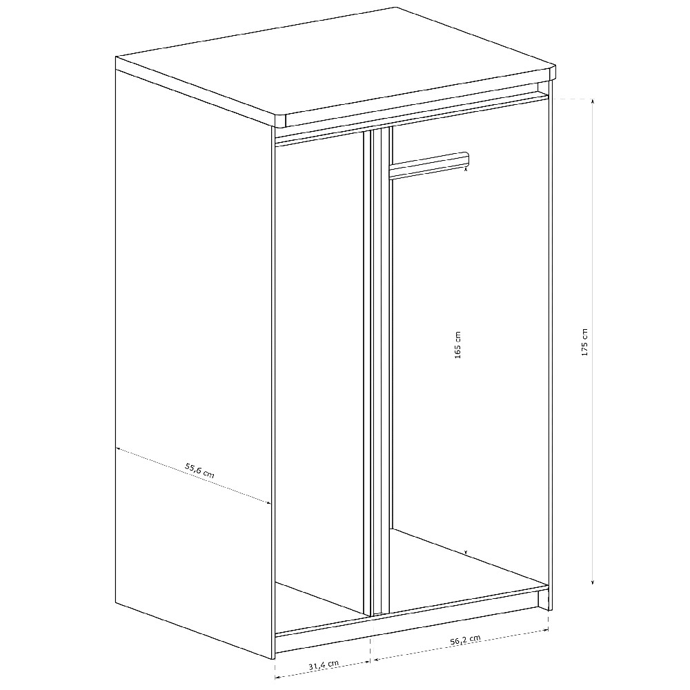 LIVINIO | šatní skříň L-1 | 98 cm | ribbeck/bílá lesk
