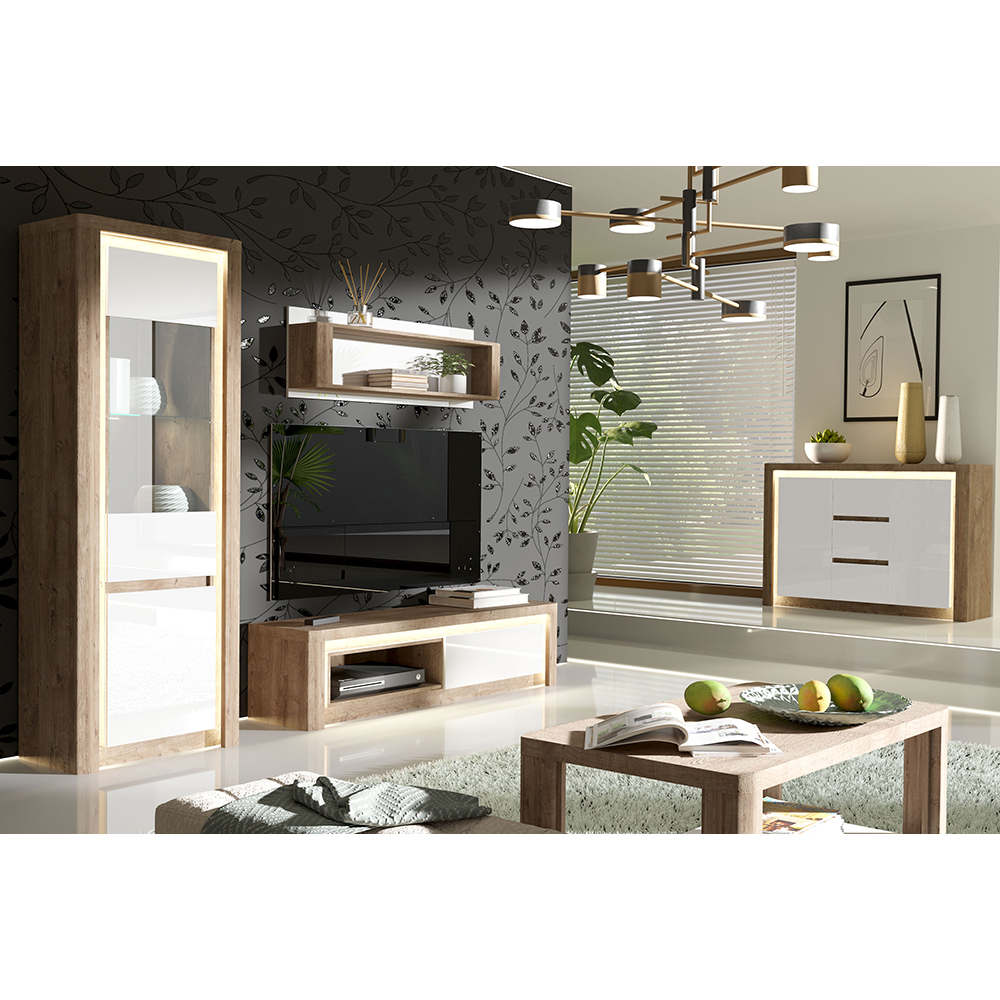 LIVINIO | šatní skříň L-1 | 98 cm | ribbeck/bílá lesk