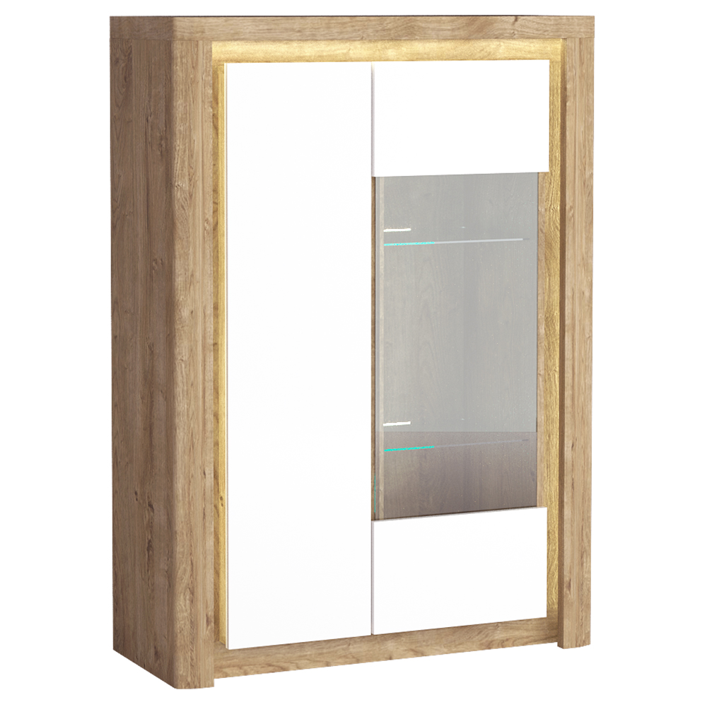 LIVINIO | vitrína L-5 | 100 cm | V CENĚ LED LIŠTA | ribbeck/bílá lesk