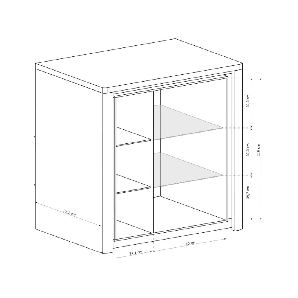 LIVINIO | vitrína L-5 | 100 cm | V CENĚ LED LIŠTA | ribbeck/bílá lesk