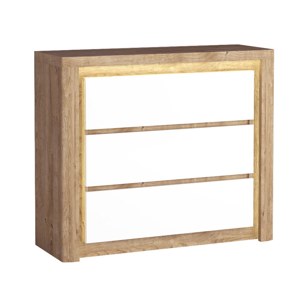 LIVINIO | komoda L-6 | 114 cm | V CENĚ LED LIŠTA | ribbeck/bílá lesk