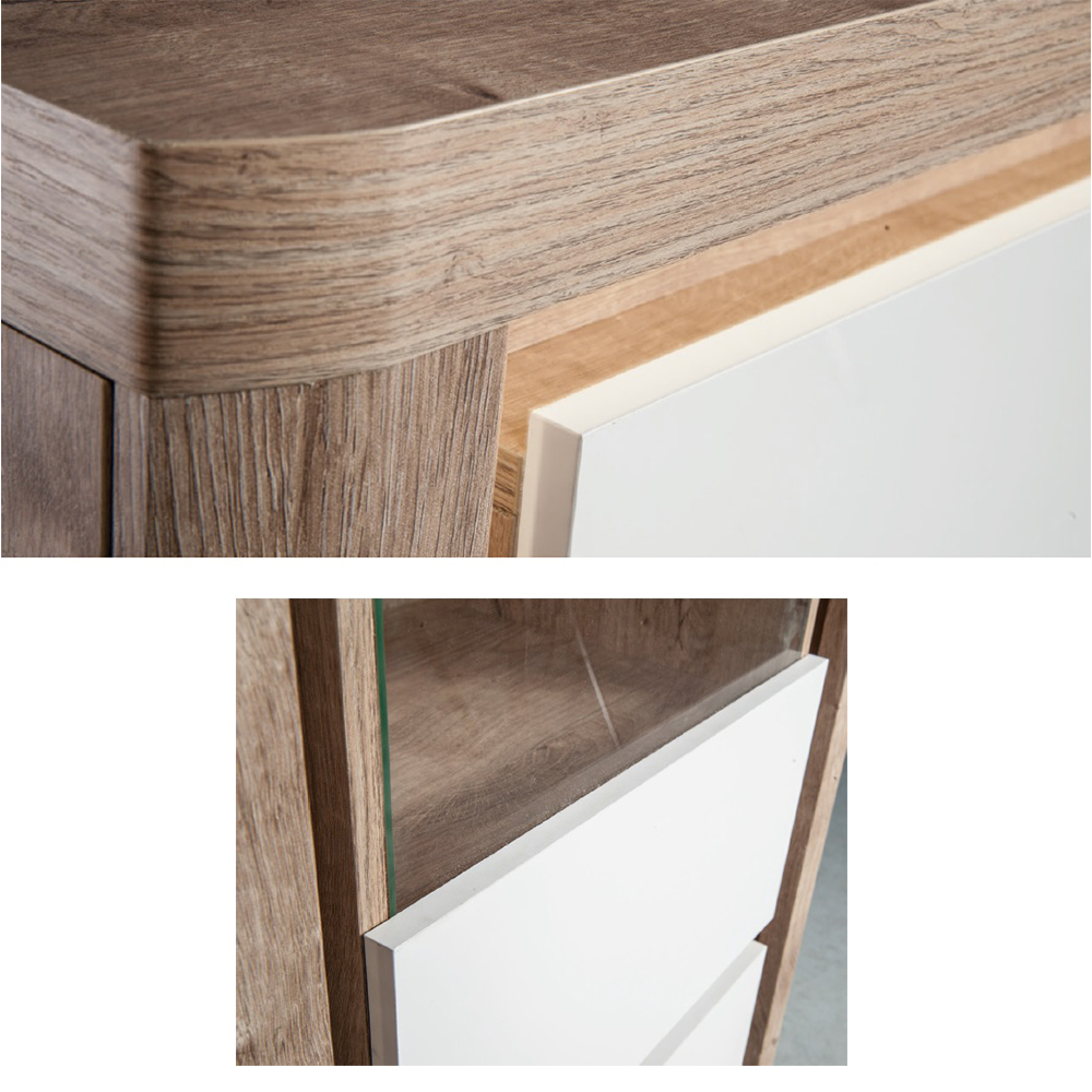 LIVINIO | komoda L-7 | 144 cm | V CENĚ LED LIŠTA | ribbeck/bílá lesk