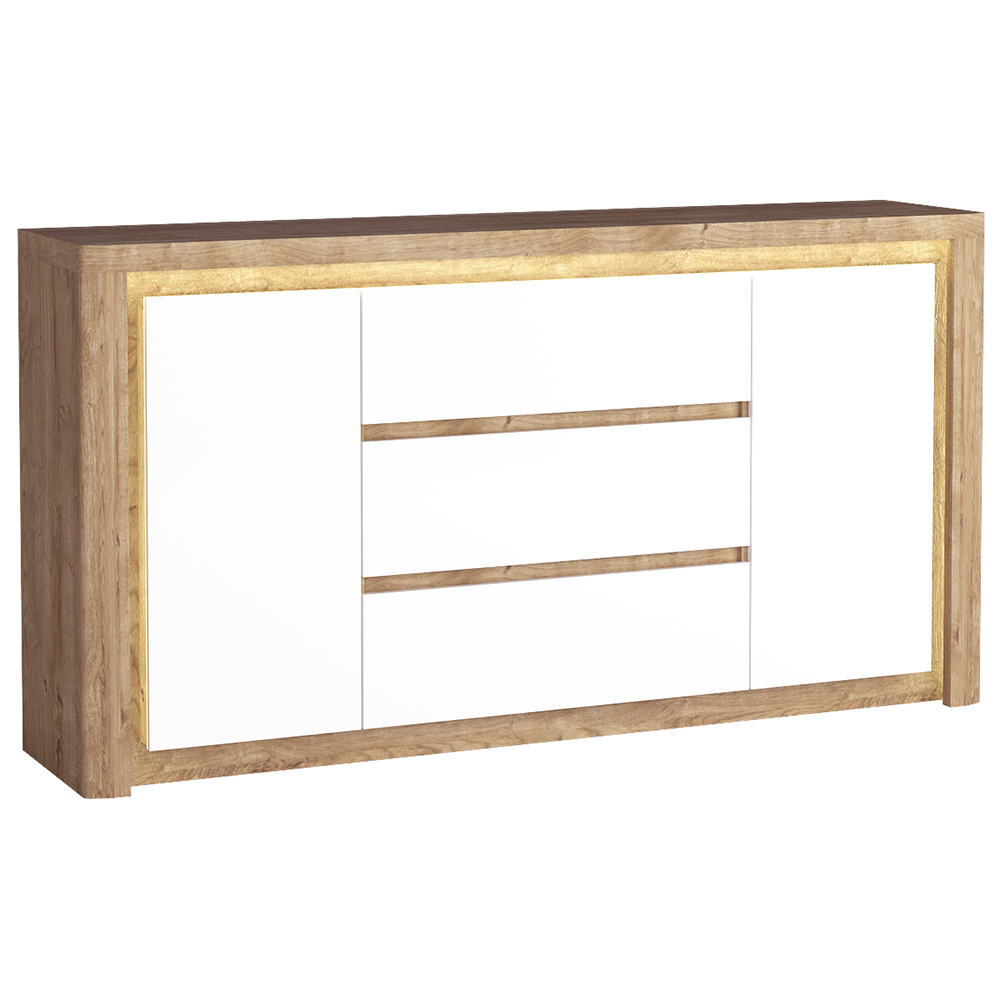 LIVINIO | komoda L-8 | 184 cm | V CENĚ LED LIŠTA | ribbeck/bílá lesk