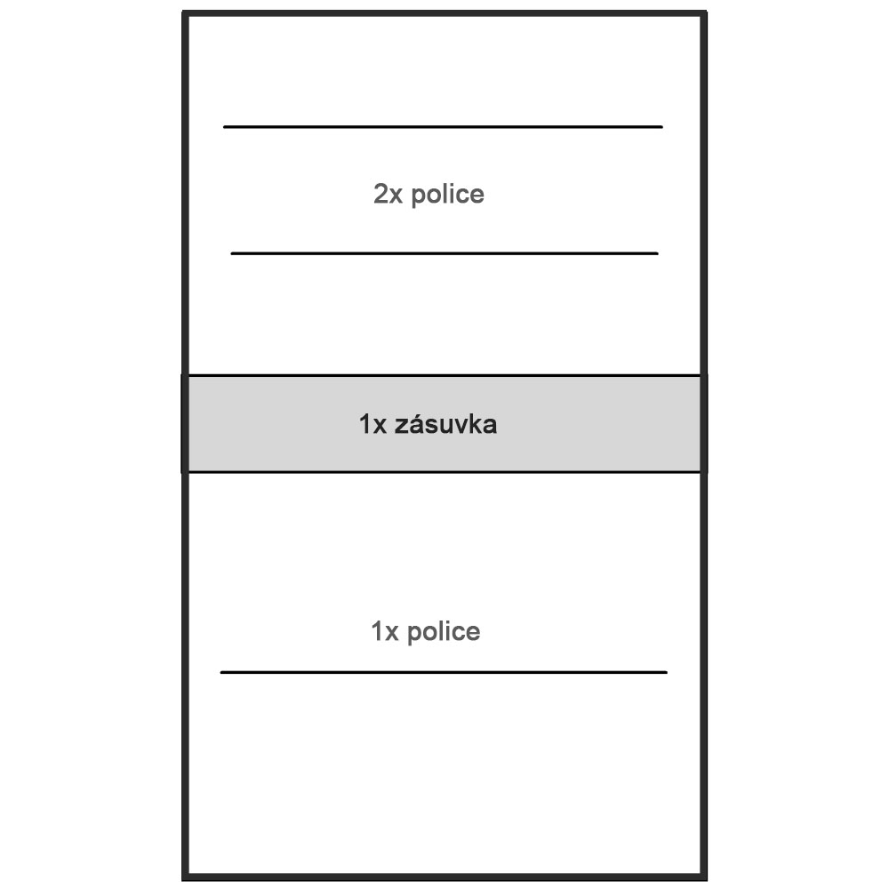 Mediolan - vitrína M3 + KOVOVÉ NOŽIČKY - natural hikora