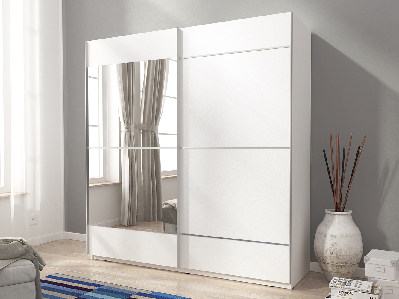 Skříň MIKA IV - 200 cm - bílá