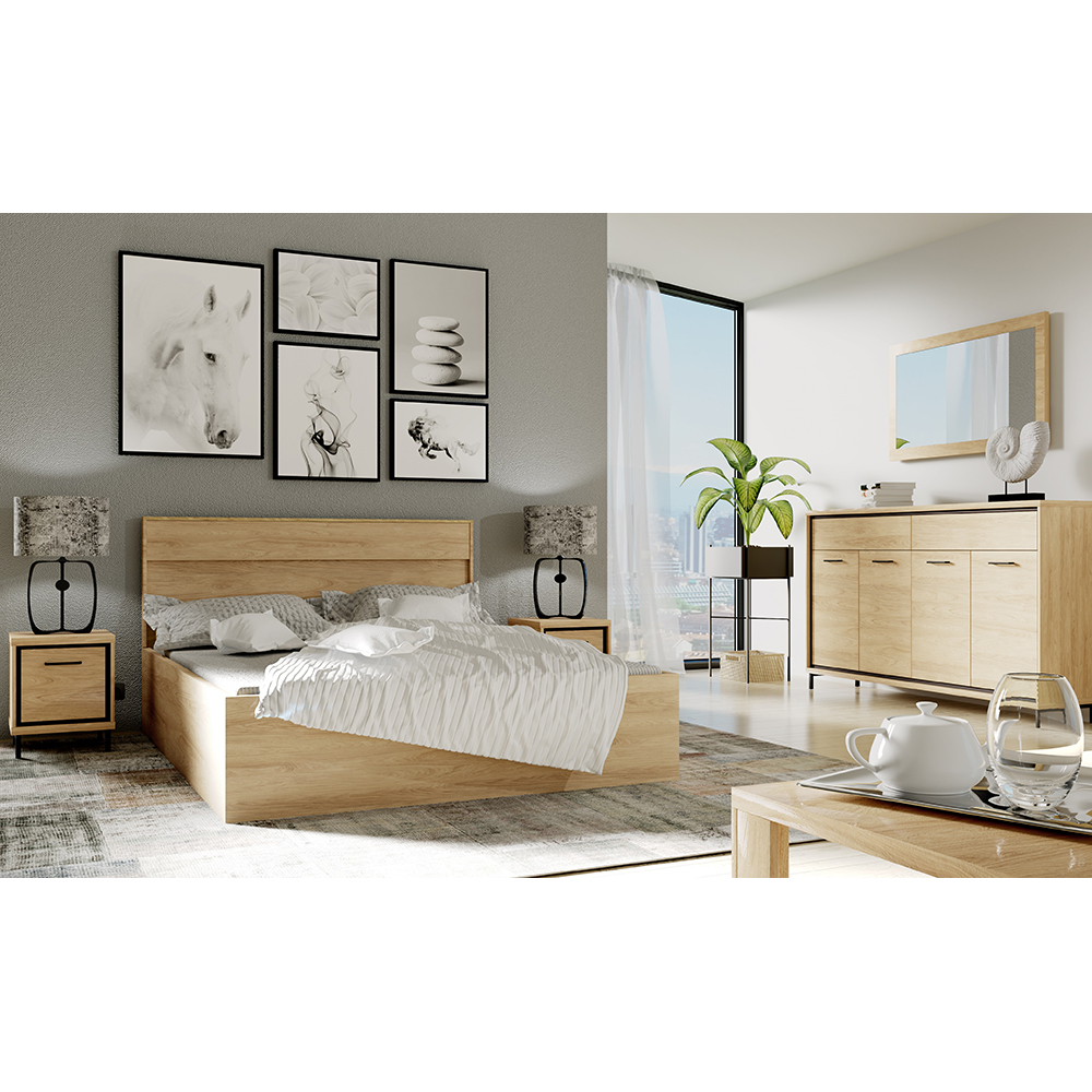 Mediolan - TV stolek M12 + KOVOVÉ NOŽIČKY - natural hikora