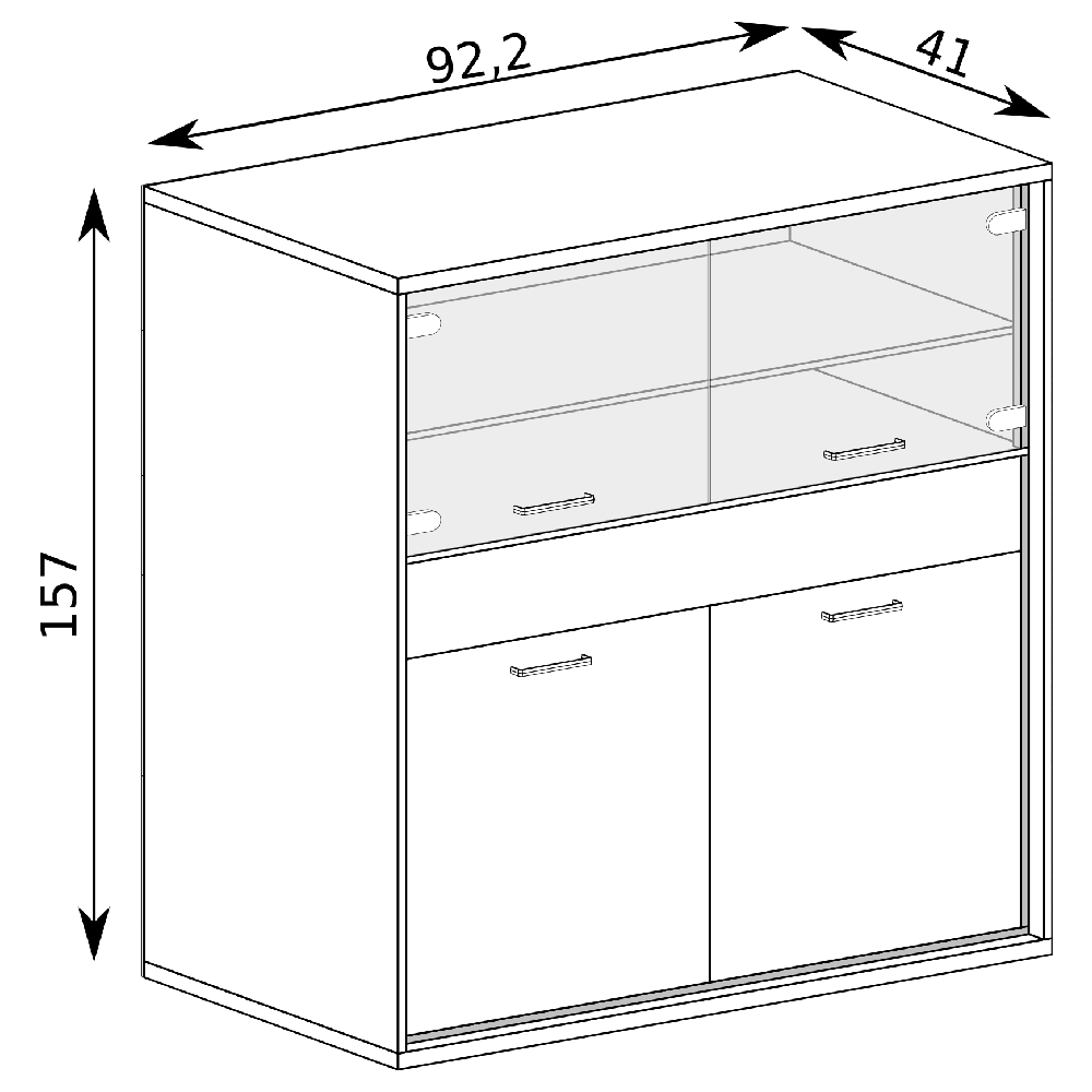 Mediolan - vitrína M5 - natural hikora + dekorační deska