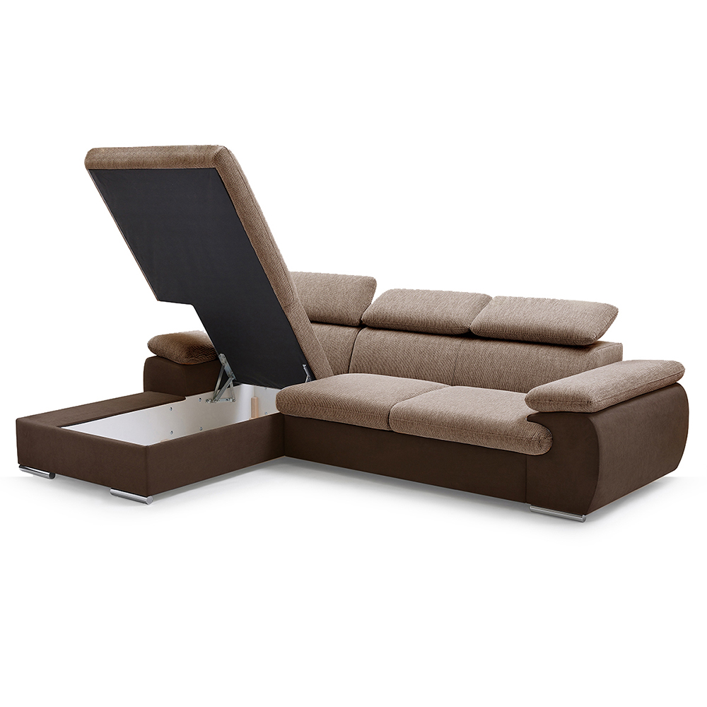 Sedací souprava COOL | 191x281 cm | rozkládací + úložný prostor | LEVÁ | hnědá 04/68