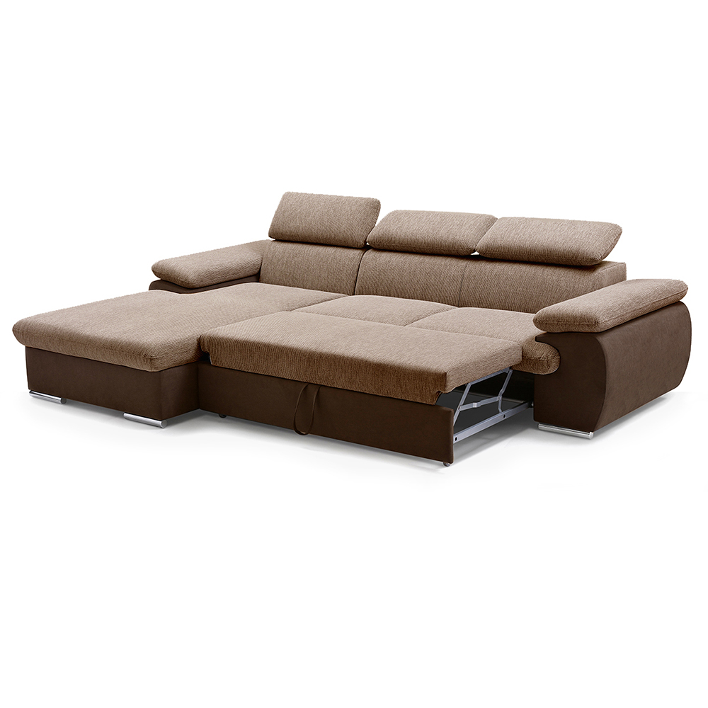 Sedací souprava COOL | 191x281 cm | rozkládací + úložný prostor | LEVÁ | hnědá 04/68