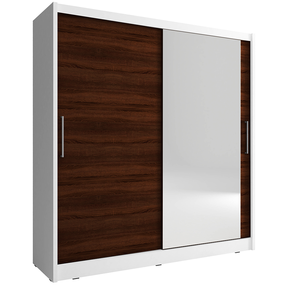 Skříň MAJA I | 200 cm | bílá/sonoma čokoláda | POSLEDNÍ KUS