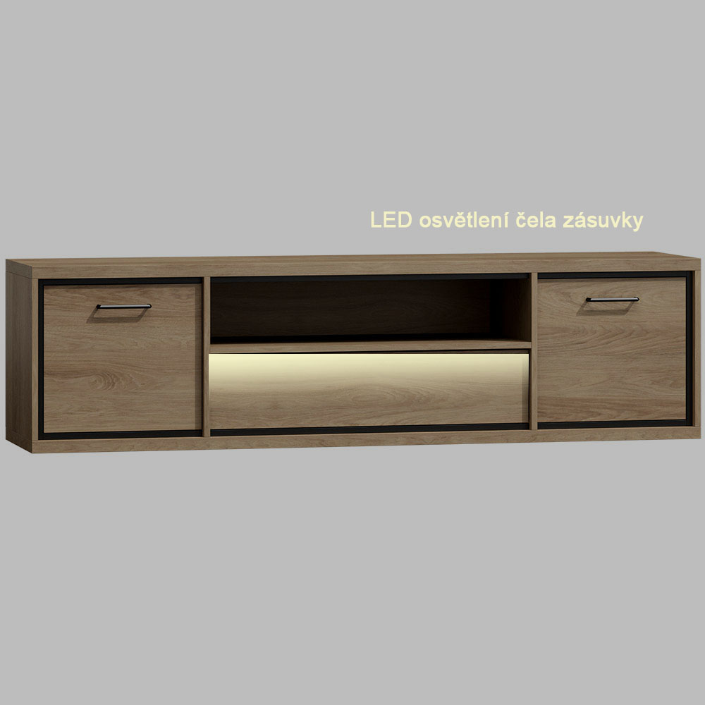 Obývací stěna Mediolan - sestava F - natural hikora + dekorační deska