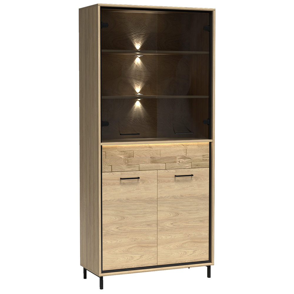 Obývací stěna Mediolan - sestava F - natural hikora + dekorační deska