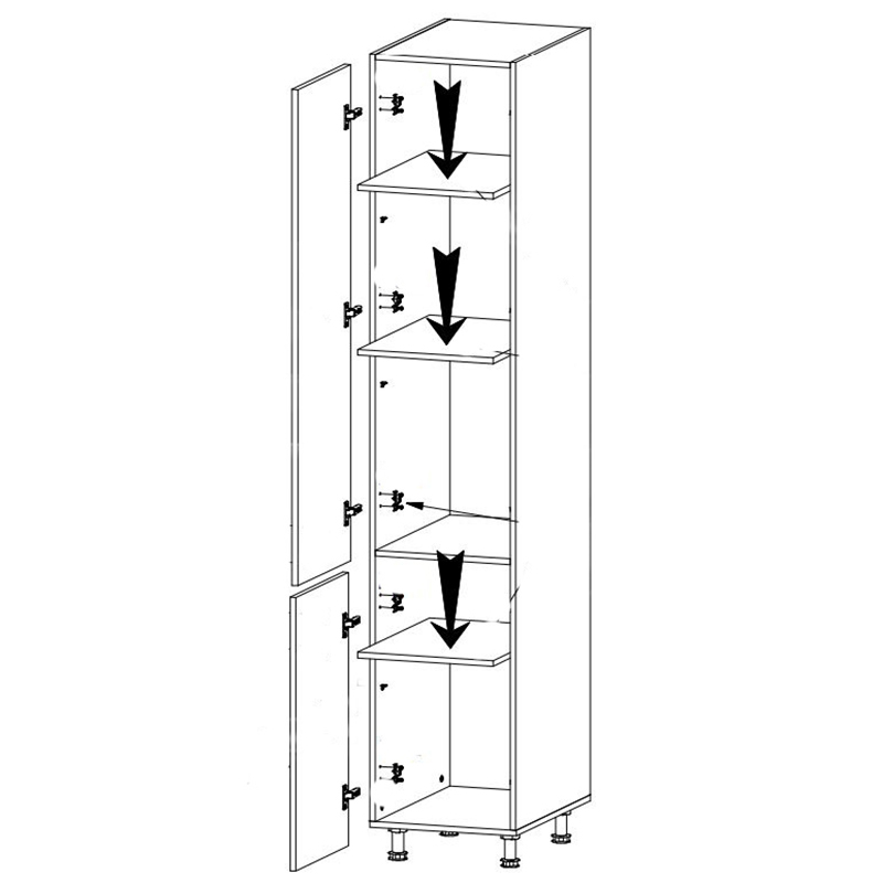 Royal - policová skříňka/regál D40SP - LEVÁ - borovice nordická