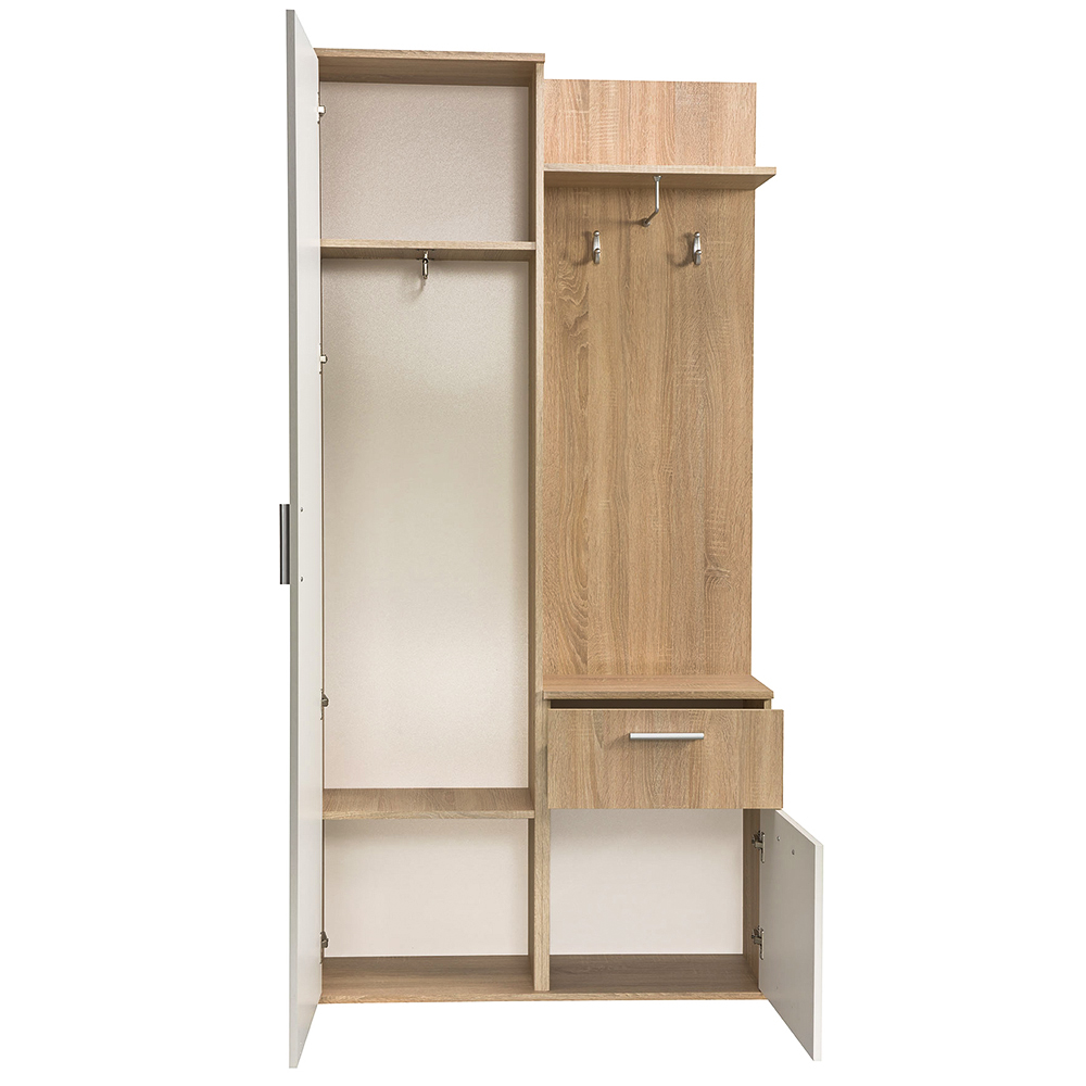 Předsíňová stěna LUX | 97 cm | se zrcadlem | UNI provedení | sonoma/bílá