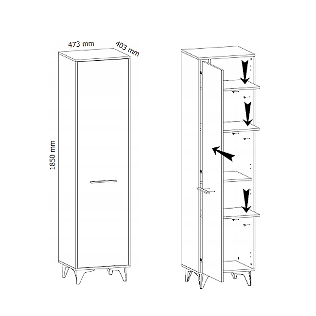 Frida S | policový regál S1D | shirin walnut