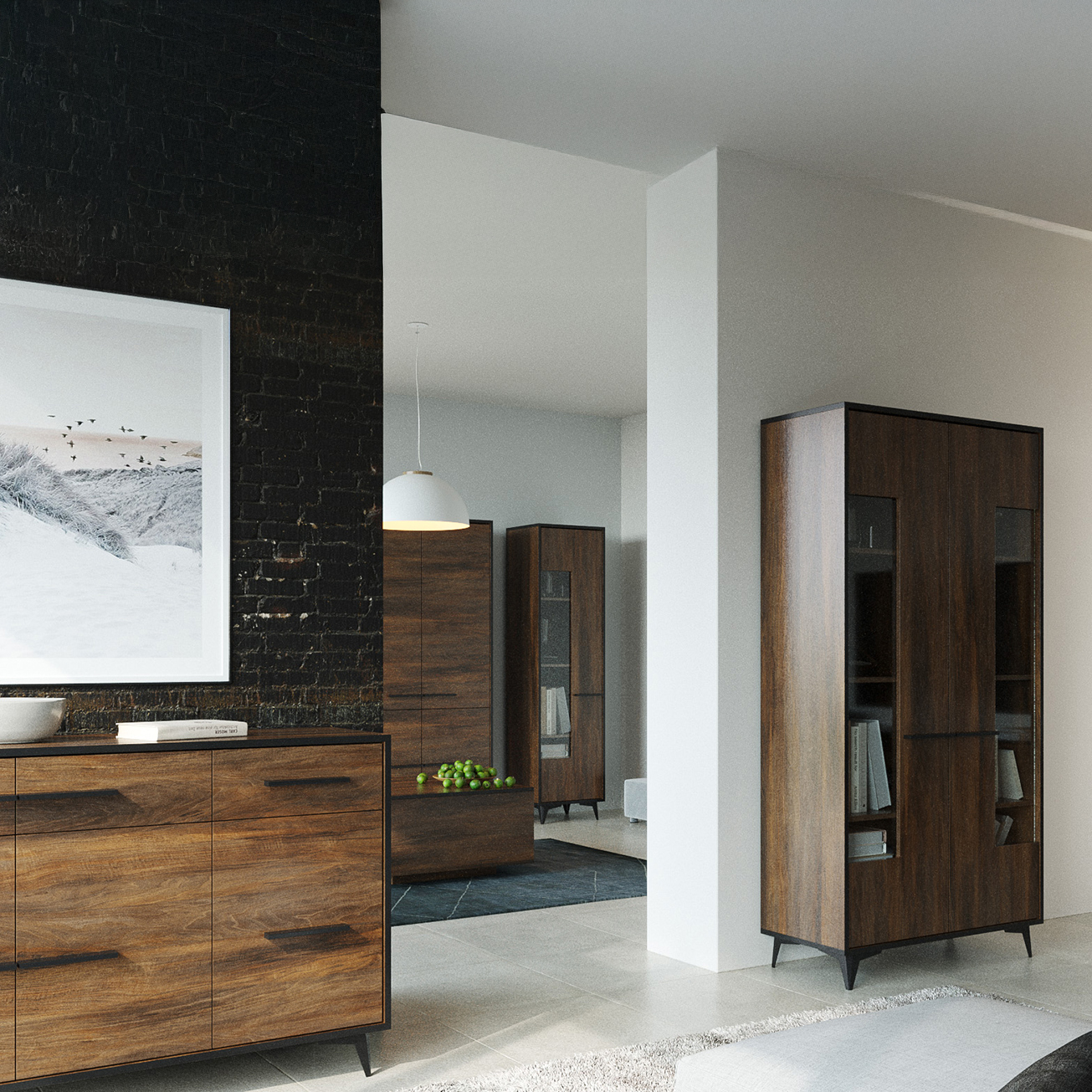 Obývací stěna se skříní Frida | sestava B | shirin walnut