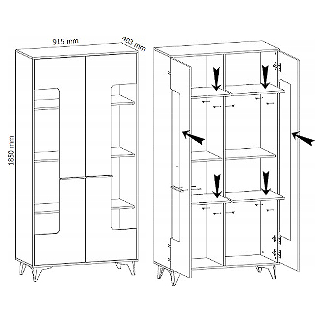 Obývací stěna se skříní Frida | sestava B | shirin walnut