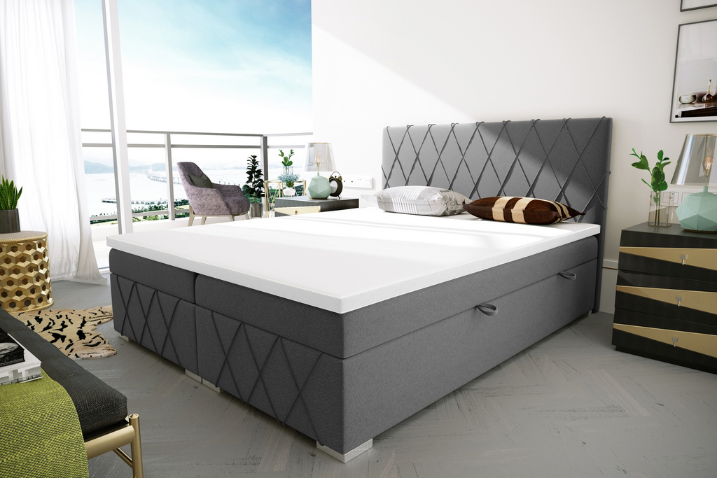 Dvoulůžko boxspring ROYAL + rošt + matrace | 180 cm | VÝBĚR LÁTEK