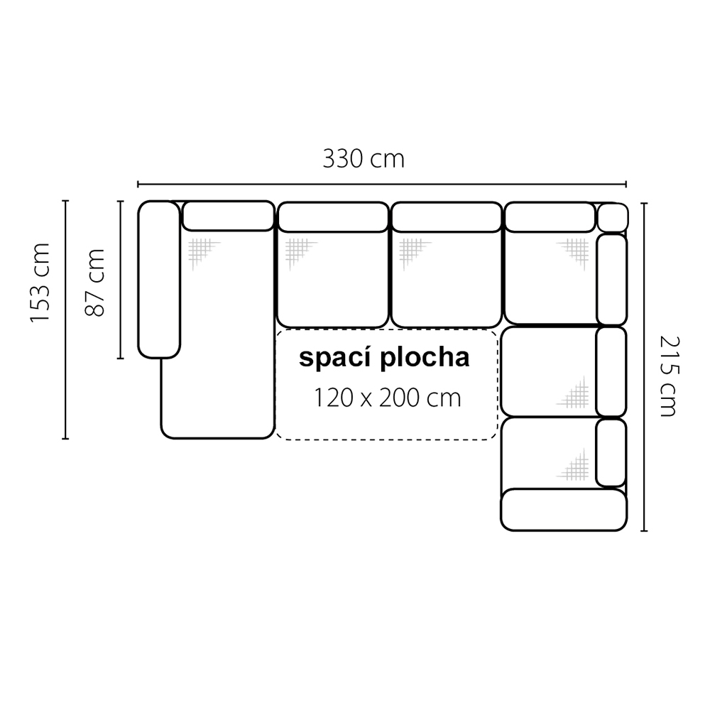 Sedací souprava BARELLO | 153x330x215 | rozkládací + úložný prostor | VÝBĚR TKANIN