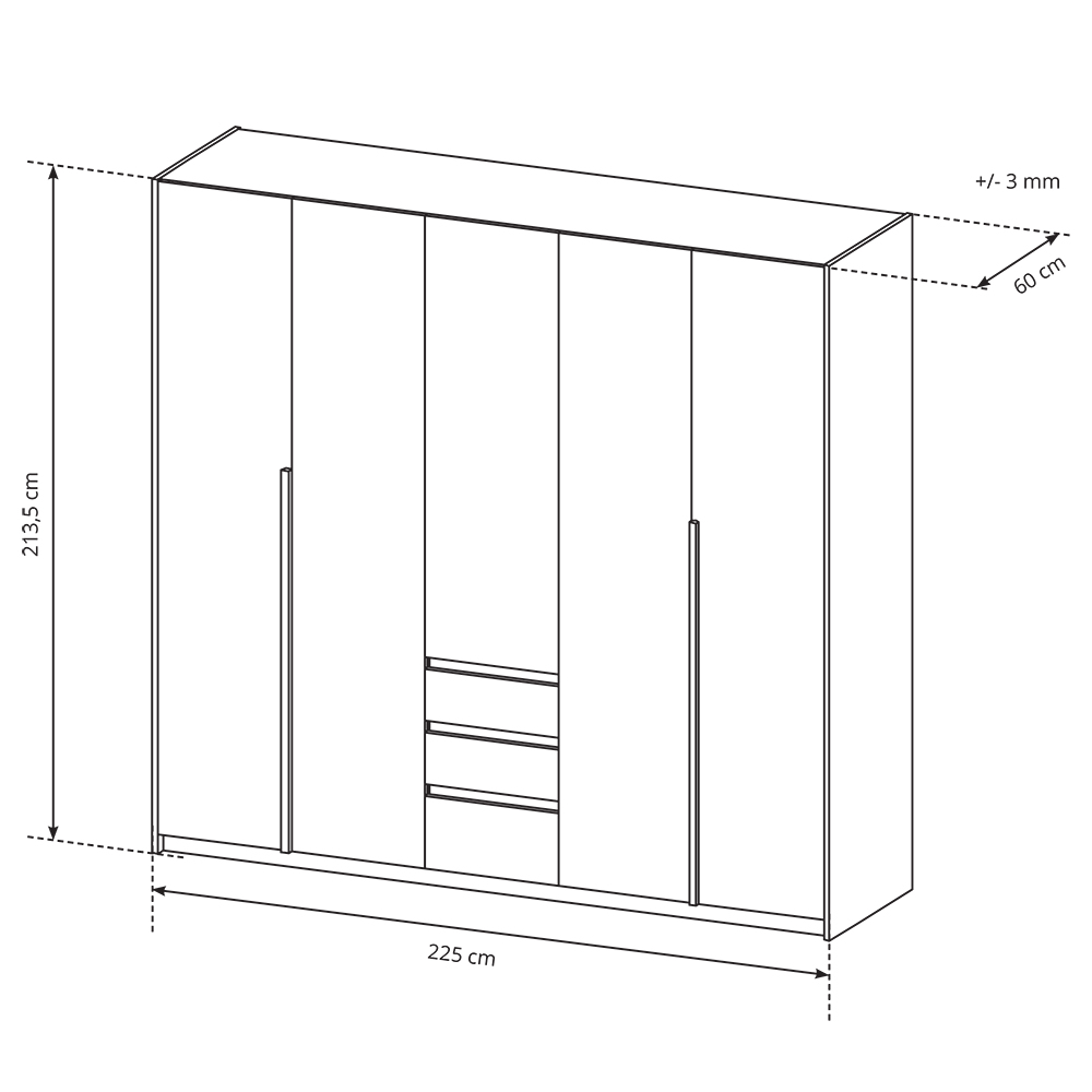 Xelo | šatní skříň 230 | dub kraft zlatý/bílá