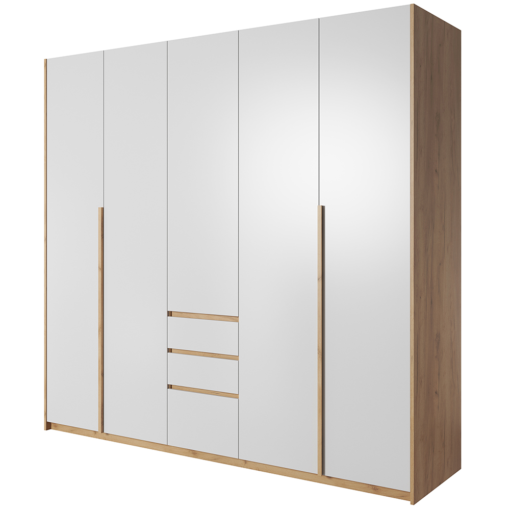 Xelo | šatní skříň 230 s lištou s LED osvětlením | dub kraft zlatý/bílá