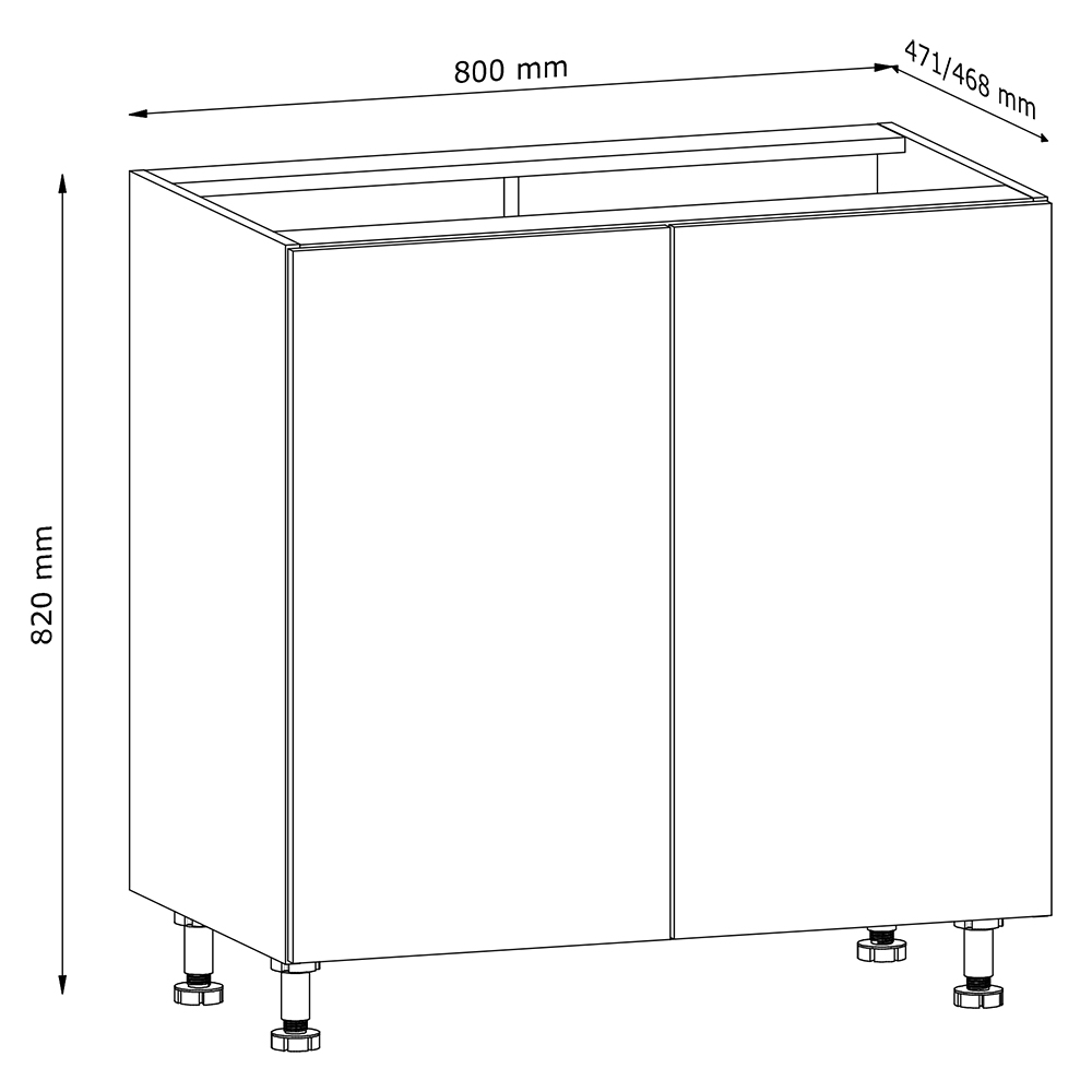 LANGEN bu | dolní skříňka D80 | s úchyty | béžová