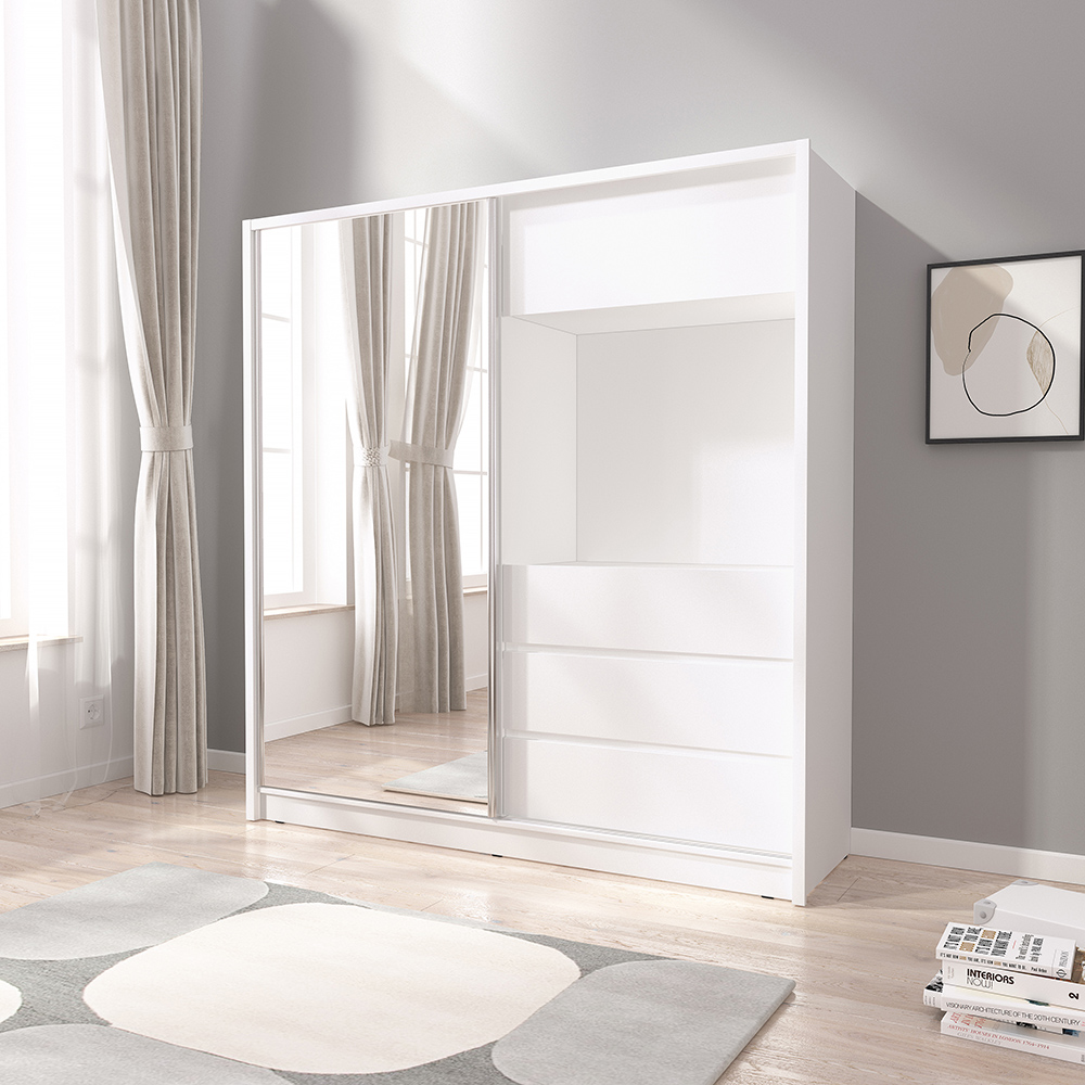 Šatní skříň TV 200 | se zrcadlem | bílá | POSLEDNÍ KUS
