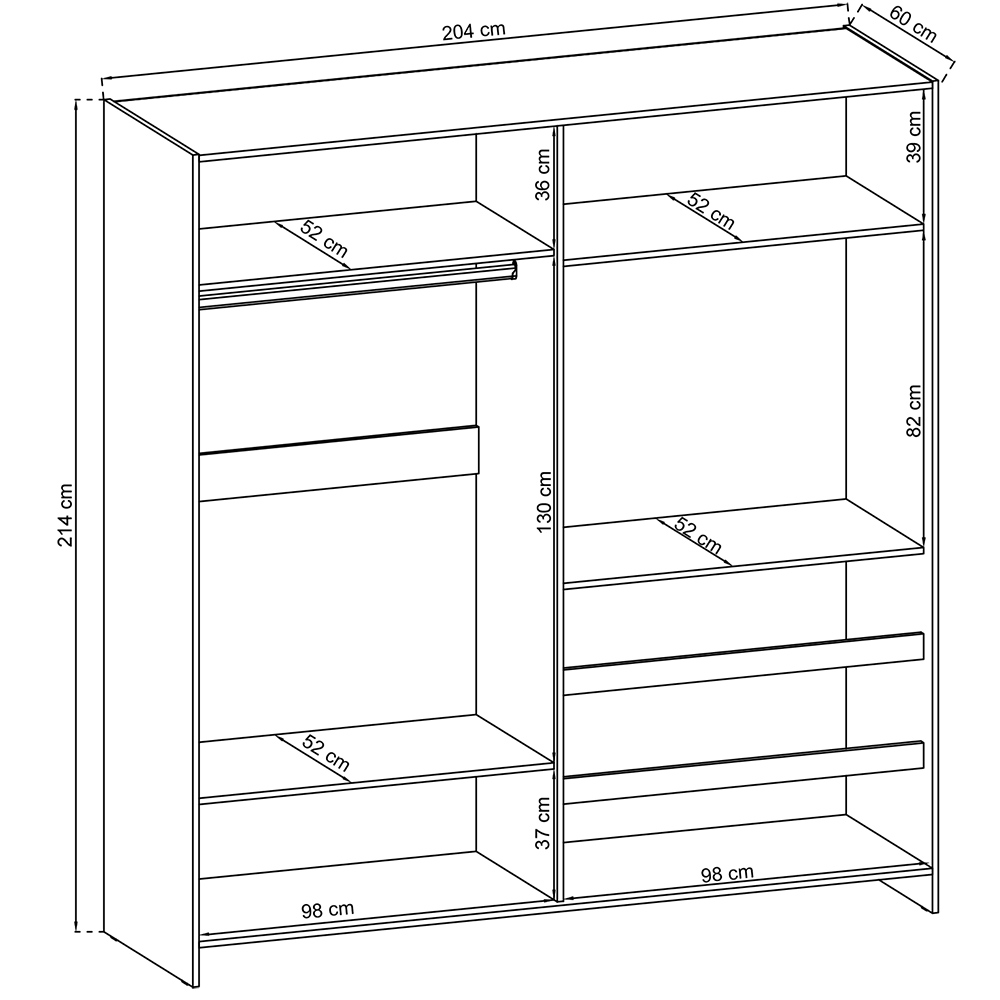 Šatní skříň TV 200 | bez zrcadla | šedá grafit