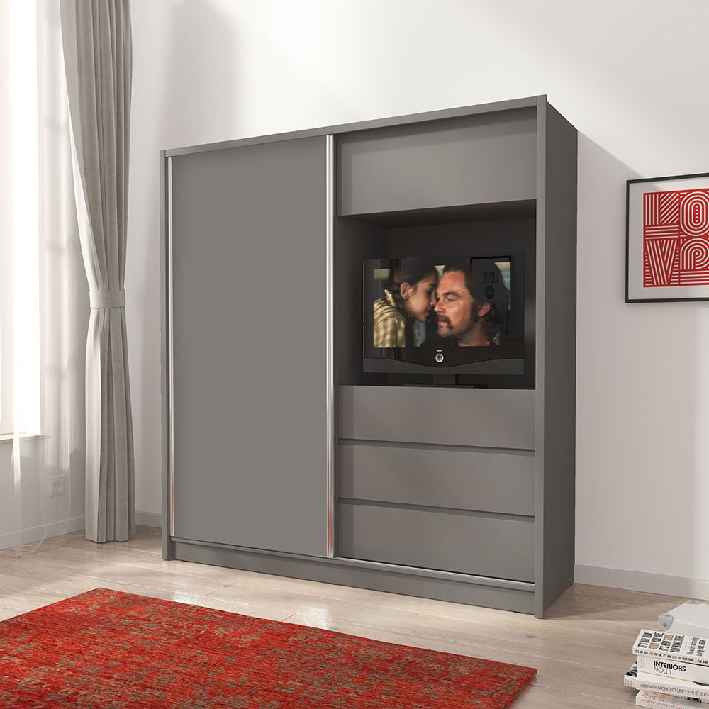 Šatní skříň TV 200 | bez zrcadla | šedá grafit