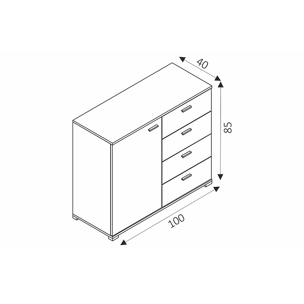Komoda 100 P - bílá