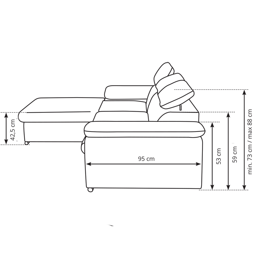 Sedací souprava COOL | 191x281 cm | rozkládací + úložný prostor | LEVÁ | tyrkysová 12/24