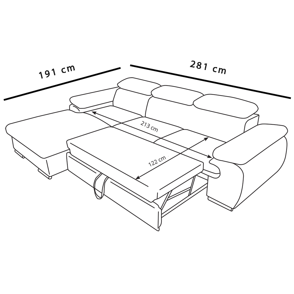 Sedací souprava COOL | 191x281 cm | rozkládací + úložný prostor | LEVÁ | béžová 02/03