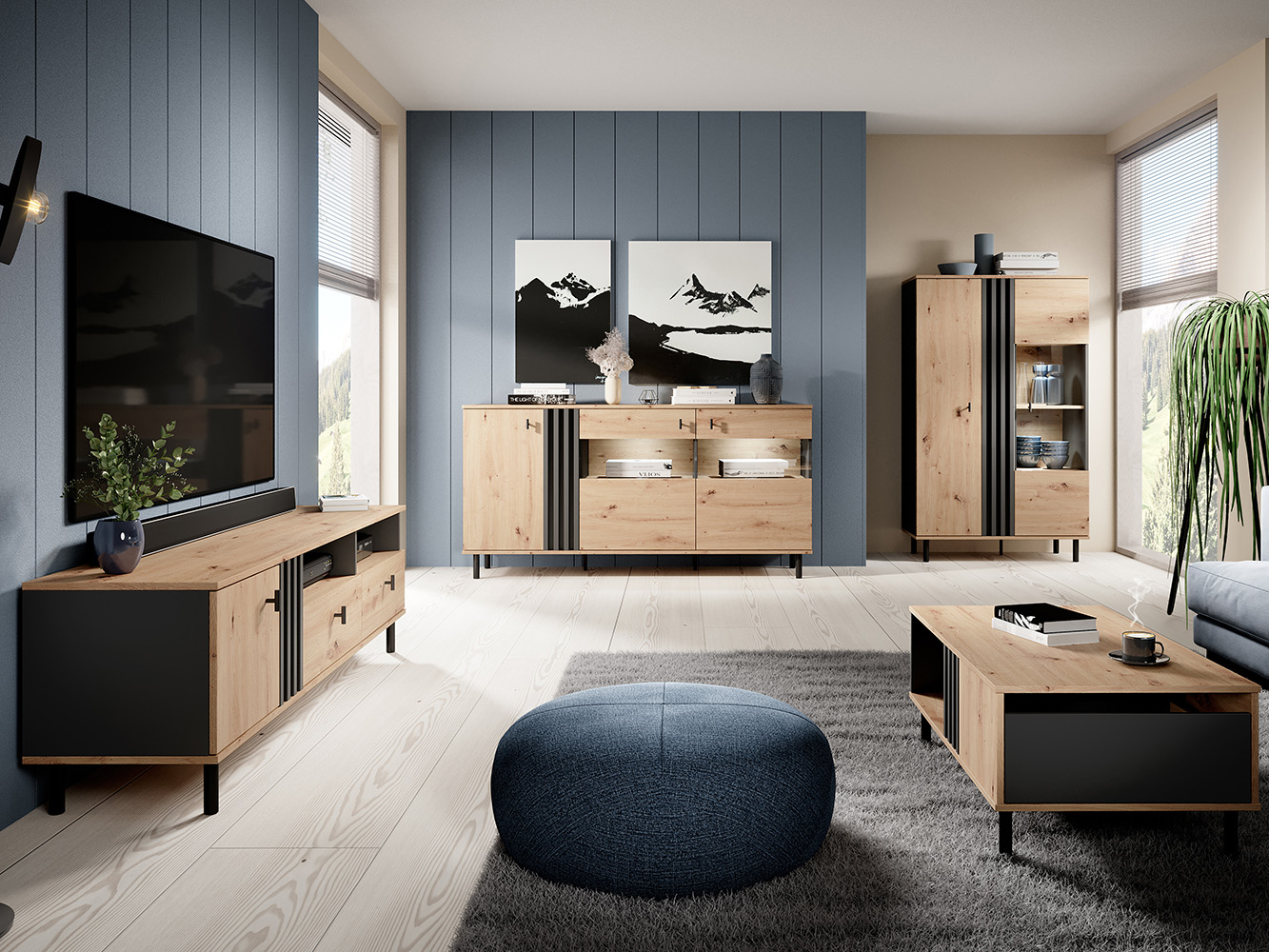 MADIS | vitrína 3D | 165,1 cm | artisan/antracit